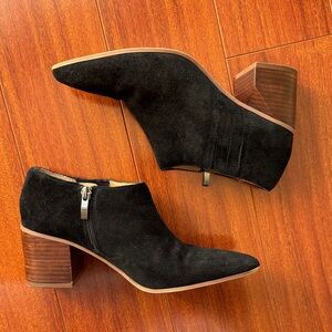 Franco Sarto Black Suede Ankle Boots
